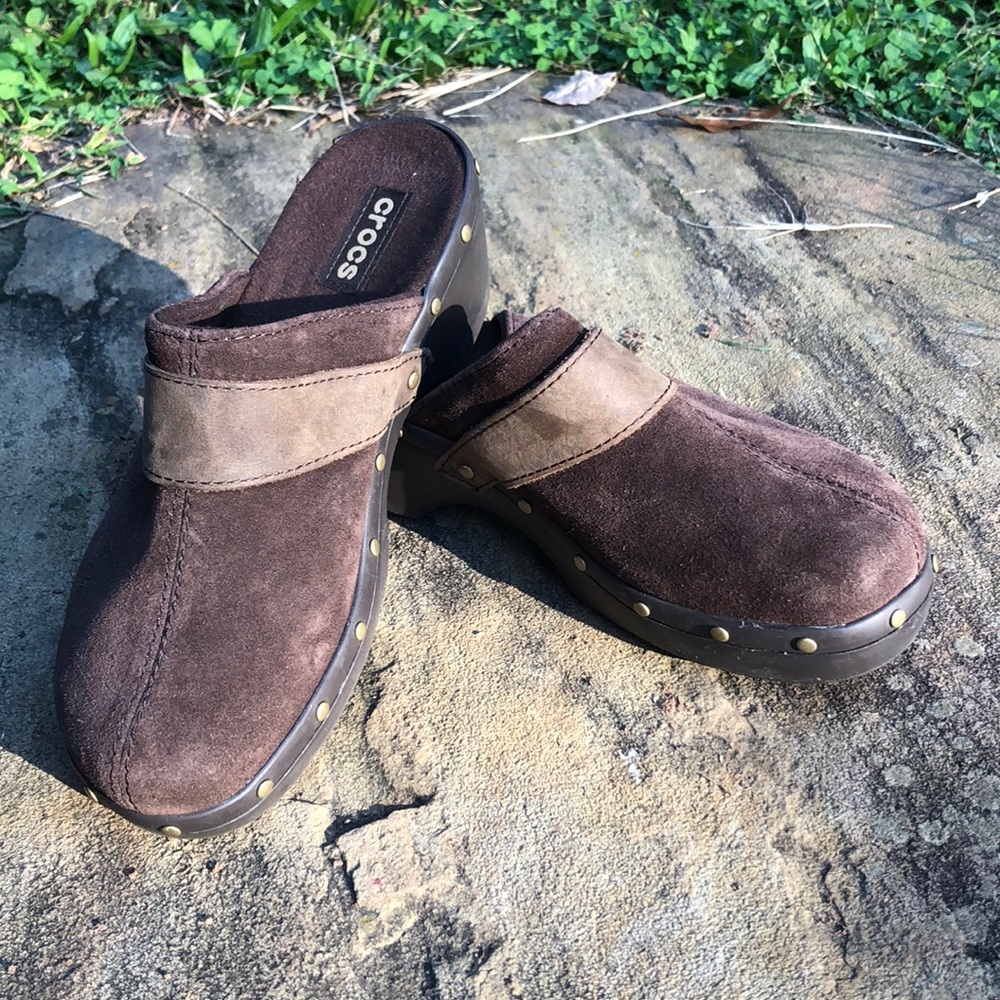 Brown Suede Clogs